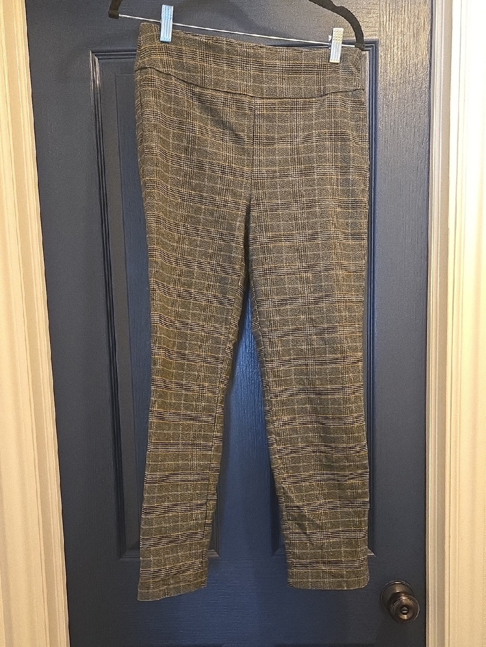 Tribal Plaid Straight-Leg Pants - Brown, Gray